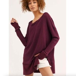 We The Free North Shore Thermal Tunic Long Sleeve Top, Fig Sorbet, Womens Small